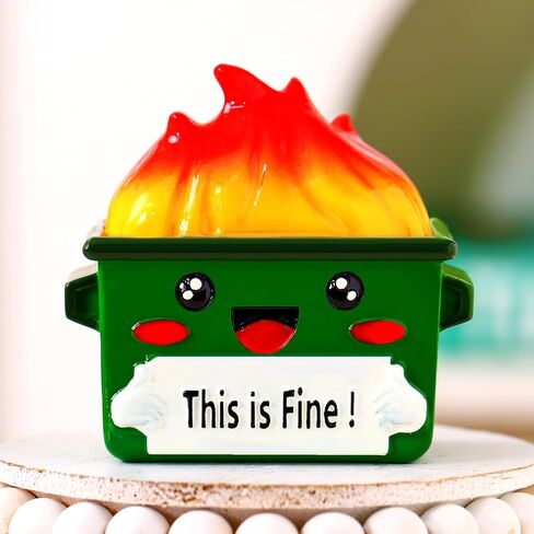 Wesiti Dumpster Fire Tabletop Decoration Resin Dumpster Fire Figurines Back to School Table Centerpieces Emotional Desk Accessories for Teacher Coworkers Gag Gifts Ornaments Statues(Blue) in Saudi Arabia