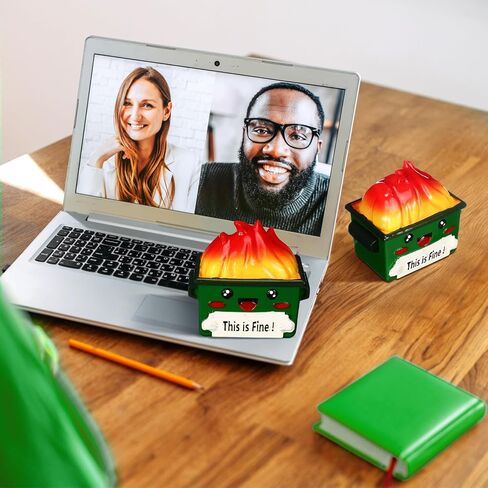 Wesiti Dumpster Fire Tabletop Decoration Resin Dumpster Fire Figurines Back to School Table Centerpieces Emotional Desk Accessories for Teacher Coworkers Gag Gifts Ornaments Statues(Blue) in Saudi Arabia