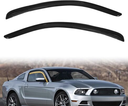 Tape on Window Visor Deflectors, Compatible with 2010-2014 Ford Mustang Coupe Only(Not fit Convertible), Acrylic Smoke Tinted Slim Style Window Rain Guards Side Vent Visor Set, 2 PCS in Saudi Arabia