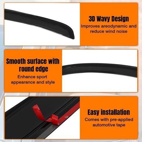 Tape on Window Visor Deflectors, Compatible with 2010-2014 Ford Mustang Coupe Only(Not fit Convertible), Acrylic Smoke Tinted Slim Style Window Rain Guards Side Vent Visor Set, 2 PCS in Saudi Arabia