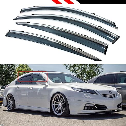 jdm VIP Style Smoke Thought Window Window Guard W/Clips & Chrome Trim متوافق مع 2009-2014 Acura TL Sedan in Saudi Arabia