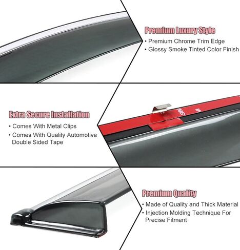 jdm VIP Style Smoke Thought Window Window Guard W/Clips & Chrome Trim متوافق مع 2009-2014 Acura TL Sedan in Saudi Arabia