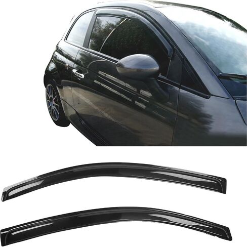 الشريط Ikon Motorsports على Windows Agens متوافق مع 2012-2019 Fiat 500 ، حراس المطر الأسود الأكريليك ، انحراف الرياح النافذة الجانبية 2pcs in Saudi Arabia