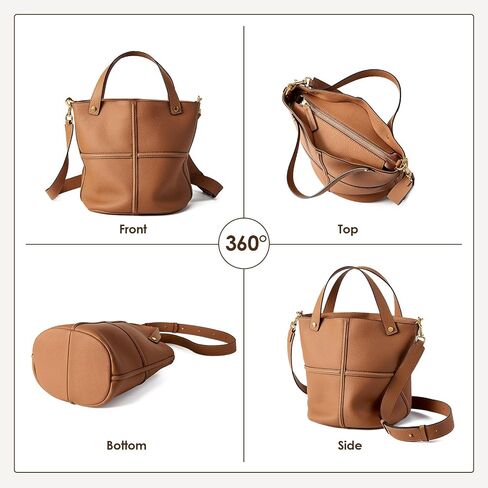 Genuine Leather Bucket Bags for Women, Crossbody Tote with Adjustable Strap and Top Handle in Saudi Arabia