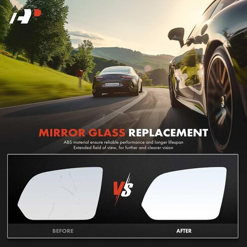 A-Premium Left Driver Side Heated Mirror Glass with Backing Plate - Compatible with Mercedes-Benz W447 Series Metris 2016-2023 - Exterior Side View Flat Mirror in Saudi Arabia