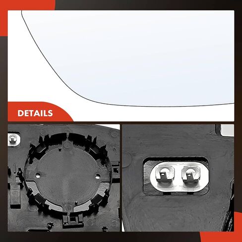 A-Premium Left Driver Side Heated Mirror Glass with Backing Plate - Compatible with Mercedes-Benz W447 Series Metris 2016-2023 - Exterior Side View Flat Mirror in Saudi Arabia