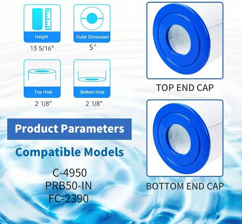Hot Tub Spa Filter Cartridge Replaces PRB50-IN, C-4950, Filbur FC-2390, J210/J220/J235/J245/J275, Guardian 413-212-02, 5X13 Drop in Hot Tub Filter (1 Pack) in Saudi Arabia