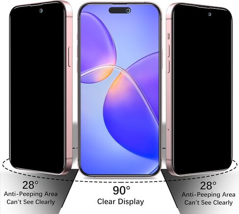 (2 Pack) Privacy Screen Protector Designed for iPhone 16 Pro Max Anti-Spy Tempered Glass, Anti Scratch, Case Friendly in Saudi Arabia