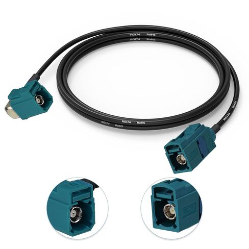 Fakra Z Female Right Angle to Fakra Z Female Straight RG174 Extension Cable 0.5m/1.64ft for Car SUV Stereo Head Unit GPS Navigation FM AM Radio Sirius XM Satellite Radio 4G LTE TEL Telematics in Kuwait