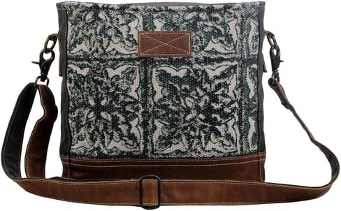 Myra Bag Labyrinthian Small & Crossbody Bag Upcycled Cotton & Leather S-2869 in Saudi Arabia