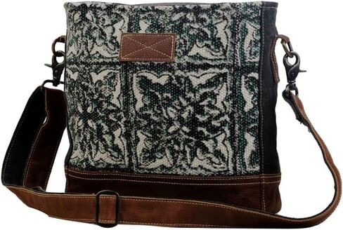 Myra Bag Labyrinthian Small & Crossbody Bag Upcycled Cotton & Leather S-2869 in Saudi Arabia