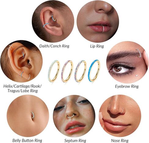 Gagabody Conch Jewelry 20g 18G Septum Jewelry 16 Gauge arics conch tooop daith arcors rings surgical Steel lip with opal paded baded beass hing helix cartlidge arock arrings hoop in Kuwait