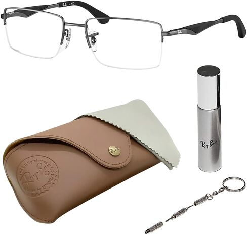 Ray-Ban RB6285 Rectangle Shape Metal Glasses With Eyewear Kit Bundle - Eyeglasses with Adjustable Nose Pads - Women's Designer Glasses Frame with Clear Lenses in Saudi Arabia