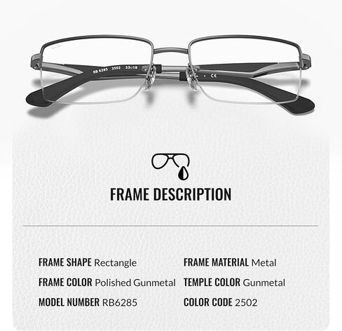Ray-Ban RB6285 Rectangle Shape Metal Glasses With Eyewear Kit Bundle - Eyeglasses with Adjustable Nose Pads - Women's Designer Glasses Frame with Clear Lenses in Saudi Arabia