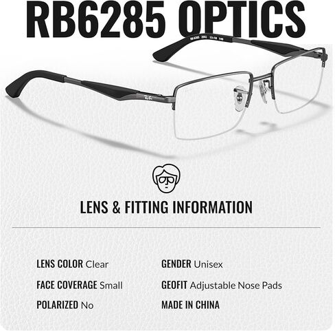 Ray-Ban RB6285 Rectangle Shape Metal Glasses With Eyewear Kit Bundle - Eyeglasses with Adjustable Nose Pads - Women's Designer Glasses Frame with Clear Lenses in Saudi Arabia
