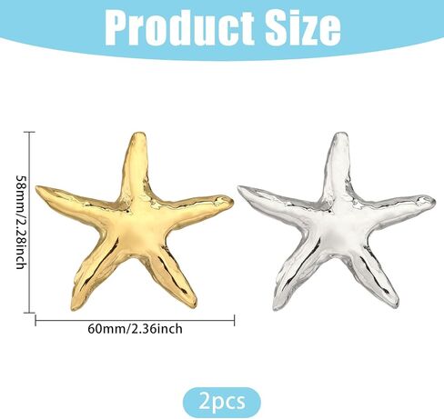 Ocean Starfish Brooch Stainless Steel Sea Animal Star Lapel Pins for Women in Saudi Arabia
