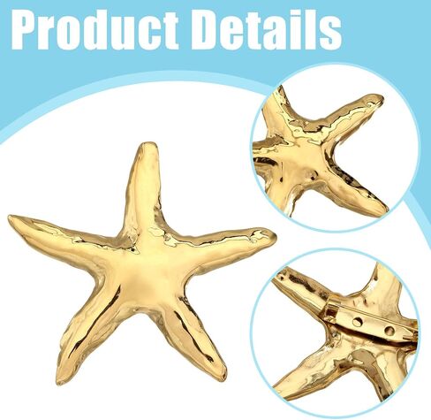 Ocean Starfish Brooch Stainless Steel Sea Animal Star Lapel Pins for Women in Saudi Arabia