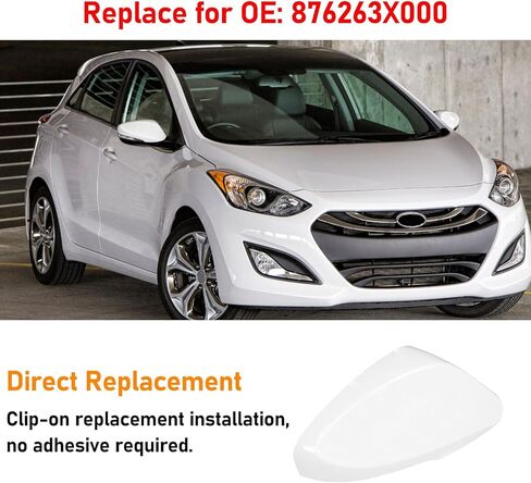 yumzeco متوافق مع Hyundai Elantra MD Side Mirror Cover Cap 2011 2012 2013 2014 2015 2015 ، CAPER Side Mirror Caps بديل W/Light ، Clip-On Replac in Kuwait