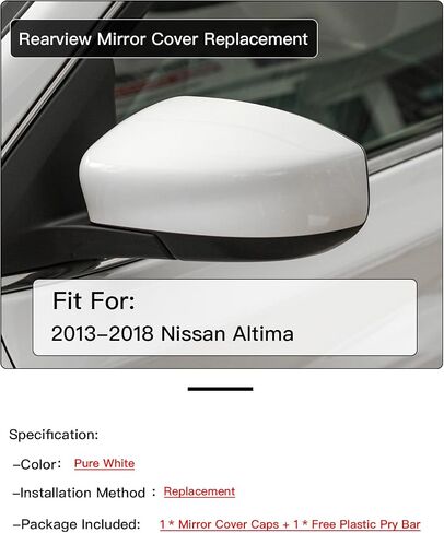 Left Driver Side Mirror Cover Cap Compatible with Nissan Altima 2013-2018 White in Saudi Arabia