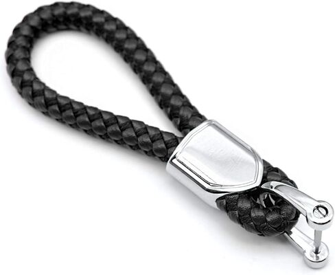 Car Key Fob Keychains Leather Keys Chain Sturdy Metal Holder with D-Ring for Men and Women 1 Pack Black, Long in Kuwait