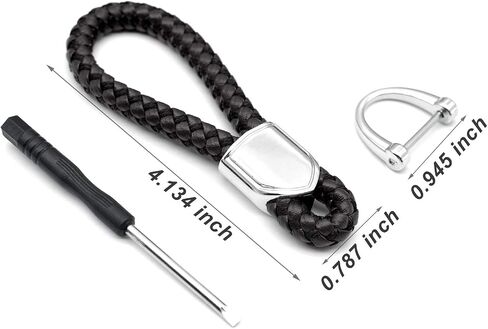 Car Key Fob Keychains Leather Keys Chain Sturdy Metal Holder with D-Ring for Men and Women 1 Pack Black, Long in Kuwait