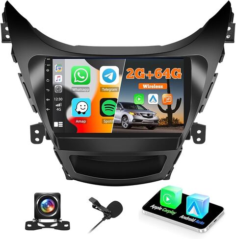 Fuluku【8 Core 4+64GB】 for Hyundai Elantra 2011 2012 2013 Android 13 Car Stereo Carplay Radio with Wireless Carplay Android Auto, 9'' Touch Screen, GPS/WiFi/32EQ DSP/Bluetooth 5.0/SWC/Mic, Backup Cam in Kuwait
