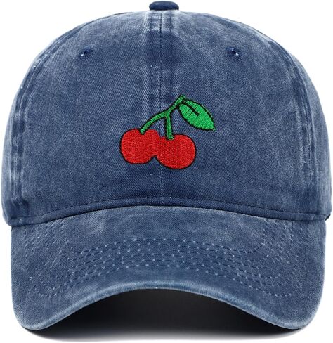 Black Cherry Hat for Men Women Embroidered Denim Baseball Caps in Kuwait
