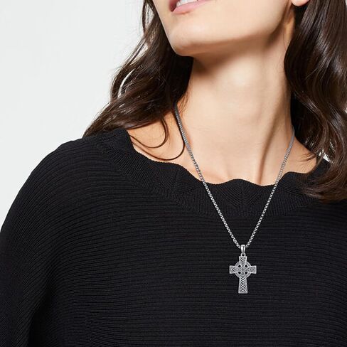 KINGWHYTE Cross Necklace 925 Sterling Silver Celtic Knot Crucifix Pendant Religious Protective Gift Birthday Jewelry for Men Women in Saudi Arabia