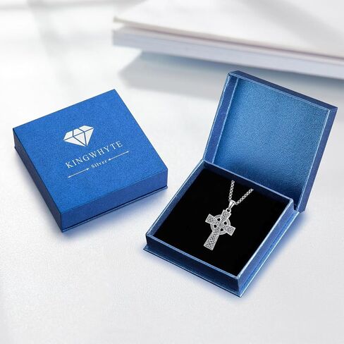 KINGWHYTE Cross Necklace 925 Sterling Silver Celtic Knot Crucifix Pendant Religious Protective Gift Birthday Jewelry for Men Women in Saudi Arabia