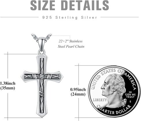 KINGWHYTE Cross Necklace 925 Sterling Silver Celtic Knot Crucifix Pendant Religious Protective Gift Birthday Jewelry for Men Women in Kuwait