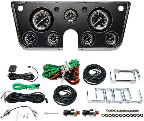 GlowShift Vintage 7-Gauge Cluster Package Fits Chevy C10 1967-1972 - Classic Black Speedometer, Tachometer, Oil Pressure, Fuel PSI, Water Temp, Fuel Level & Volt Gauges - Direct Fit Dash Panel Pod in Saudi Arabia