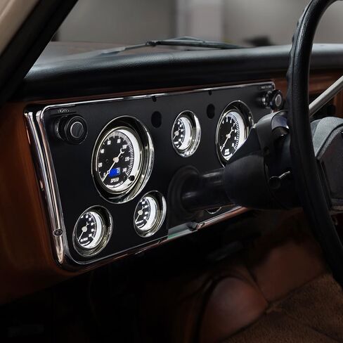 GlowShift Vintage 7-Gauge Cluster Package Fits Chevy C10 1967-1972 - Classic Black Speedometer, Tachometer, Oil Pressure, Fuel PSI, Water Temp, Fuel Level & Volt Gauges - Direct Fit Dash Panel Pod in Saudi Arabia