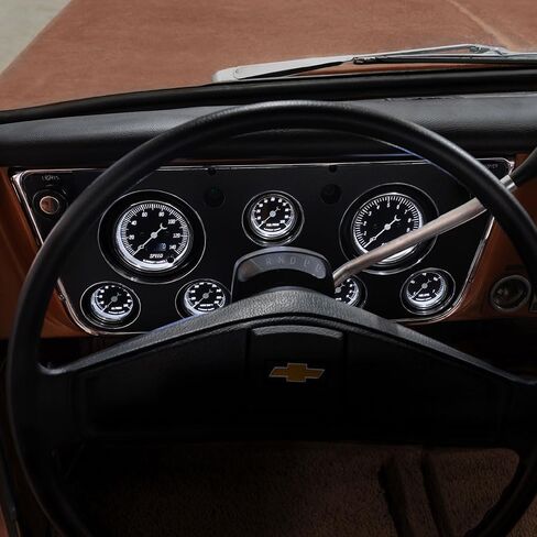 GlowShift Vintage 7-Gauge Cluster Package Fits Chevy C10 1967-1972 - Classic Black Speedometer, Tachometer, Oil Pressure, Fuel PSI, Water Temp, Fuel Level & Volt Gauges - Direct Fit Dash Panel Pod in Saudi Arabia