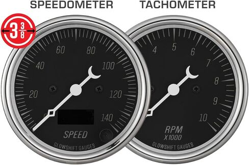 GlowShift Vintage 7-Gauge Cluster Package Fits Chevy C10 1967-1972 - Classic Black Speedometer, Tachometer, Oil Pressure, Fuel PSI, Water Temp, Fuel Level & Volt Gauges - Direct Fit Dash Panel Pod in Saudi Arabia