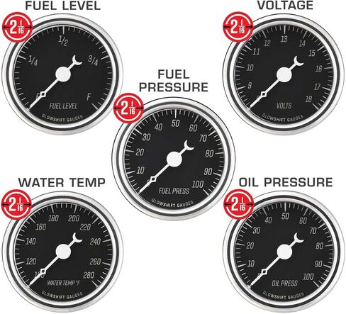 GlowShift Vintage 7-Gauge Cluster Package Fits Chevy C10 1967-1972 - Classic Black Speedometer, Tachometer, Oil Pressure, Fuel PSI, Water Temp, Fuel Level & Volt Gauges - Direct Fit Dash Panel Pod in Saudi Arabia