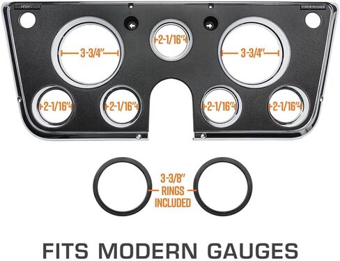 GlowShift Vintage 7-Gauge Cluster Package Fits Chevy C10 1967-1972 - Classic Black Speedometer, Tachometer, Oil Pressure, Fuel PSI, Water Temp, Fuel Level & Volt Gauges - Direct Fit Dash Panel Pod in Saudi Arabia