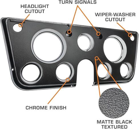 GlowShift Vintage 7-Gauge Cluster Package Fits Chevy C10 1967-1972 - Classic Black Speedometer, Tachometer, Oil Pressure, Fuel PSI, Water Temp, Fuel Level & Volt Gauges - Direct Fit Dash Panel Pod in Saudi Arabia
