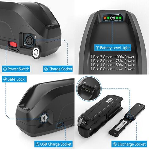 48V Ebike Battery 48V 20AH Electric Bicycle Lithium-Ion Batteries Downtube Battery for 100-1800W, Led Indicator Light, Safe Lock, 5 Pin Base in Saudi Arabia