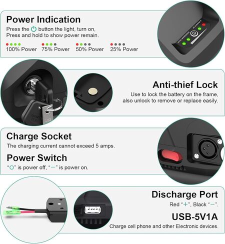 48V Ebike Battery 48V 20AH Electric Bicycle Lithium-Ion Batteries Downtube Battery for 100-1800W, Led Indicator Light, Safe Lock, 5 Pin Base in Saudi Arabia