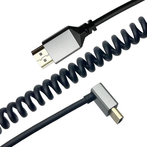 Seadream 4K Angled Coiled HDMI Cable,Coiled Left Angled HDMI Male to Male Spring Cable,HDMI 2.0 18Gbps Cord Extension Converter HDTV Support 3D,4K,Stretched Length Up to 7.8FT(2.4M) in Saudi Arabia