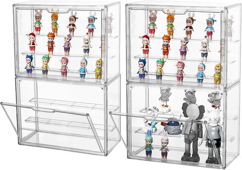 Clear Acrylic Display Case Upgrade 4 Tier Figure Display Case with 3 Movable Plates, Stackable Display Box Showcase with Magnetic Door for Collectibles (Large-1pack) in Saudi Arabia