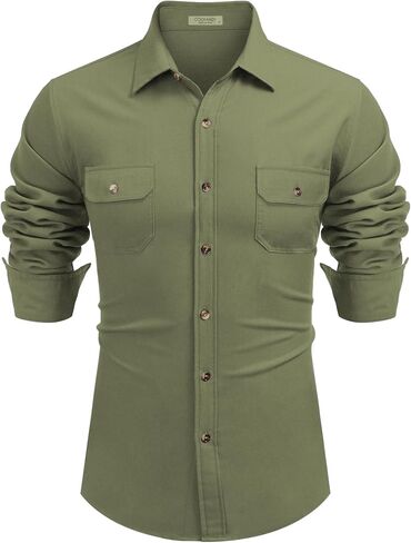 COOFANDY Mens Casual Button Down Shirts Long Sleeve Wrinkle-Free Shirt Lightweight Shirt Jacket in Saudi Arabia