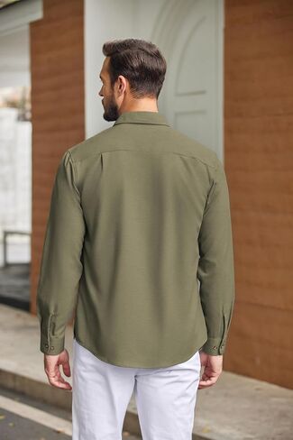 COOFANDY Mens Casual Button Down Shirts Long Sleeve Wrinkle-Free Shirt Lightweight Shirt Jacket in Saudi Arabia
