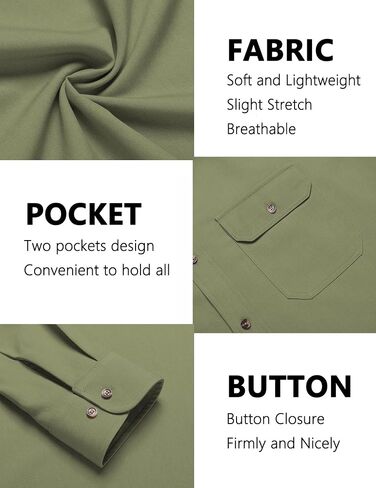 COOFANDY Mens Casual Button Down Shirts Long Sleeve Wrinkle-Free Shirt Lightweight Shirt Jacket in Saudi Arabia