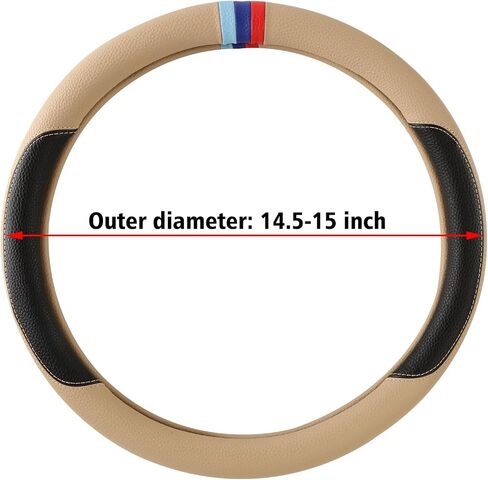Cxtiy Steering Wheel Cover for BMW X1 X2 X3 X4 X5 X6 330i 530i 740i iX1 iX3 i4 i5 M3 M5 (Beige, Standardized(14.5'-15')) in Kuwait