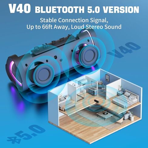Vanzon V40 Wireless Bluetooth Speaker, Bluetooth 5.0, 24W Stereo Sound, IPX7 Waterproof Wireless Speaker, 24H Playtime Speaker for Travel in Saudi Arabia