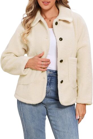 allegra k الشتاء فو فو الصوف سترة للنساء زر أسفل FAUX FAUX FUR COAT in Saudi Arabia