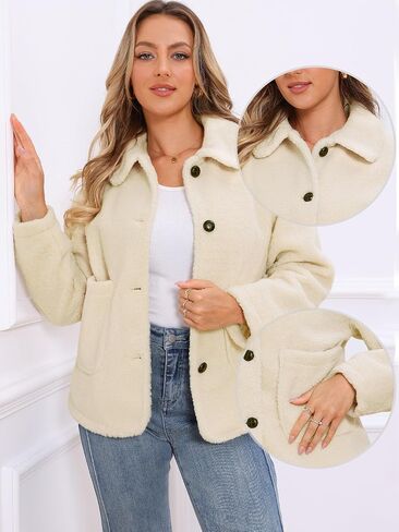 allegra k الشتاء فو فو الصوف سترة للنساء زر أسفل FAUX FAUX FUR COAT in Saudi Arabia