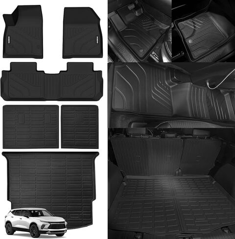 All Weather Floor Mats for 2019-2024 2025 Chevrolet Blazer - All Weather Custom Fit for Chevrolet Chevy Blazer Floor Mats Liners 2 Row & Cargo Liner & Seats Back Cover(Not for EV) in Kuwait