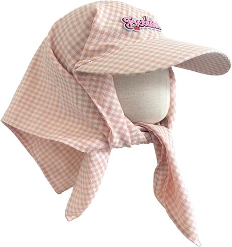 Women Baseball Hat Checkered Quick Drying Head Scarf Embroidery Sports Hat Photo Props Breathable for Casual Sport Pink in Saudi Arabia